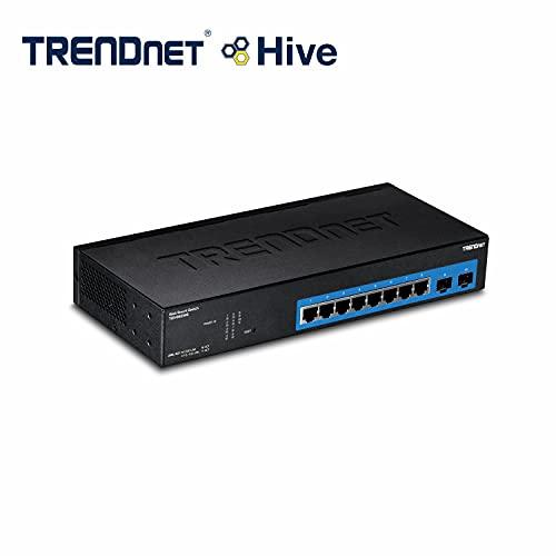 TRENDnet TRENDnet 10-Port Gigabit Web Smart Switch, 20 Gbps Switching Capacity, 8 x RJ-45 Ports, 2 x SFP, Slots, VLAN, QoS, LACP, IPv6 Support, Fanless, Rack Mountable, Lifetime Protection, TEG-082WS Black