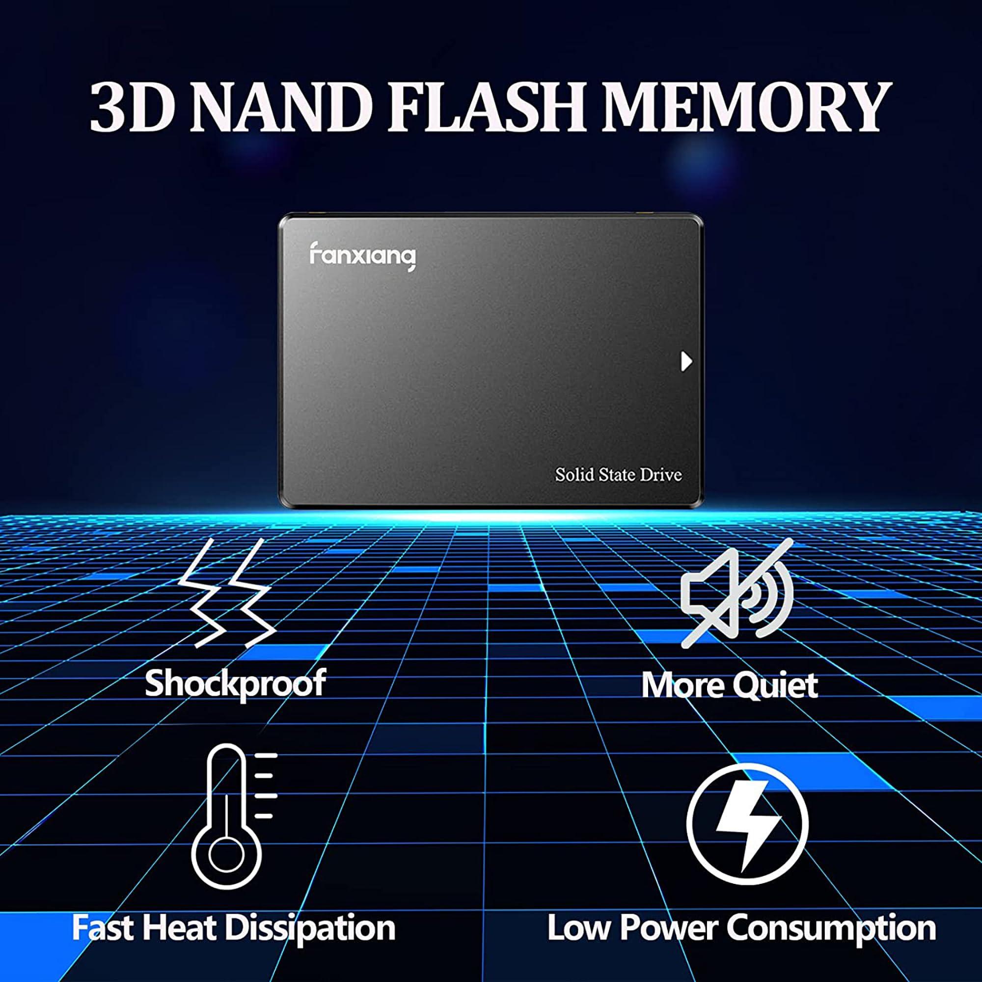 fanxiang fanxiang S101 256GB SSD SATA III 6Gb/s 2.5" Internal Solid State Drive, Read Speed up to 550MB/sec, Compatible with Laptop and PC Desktops(Black)