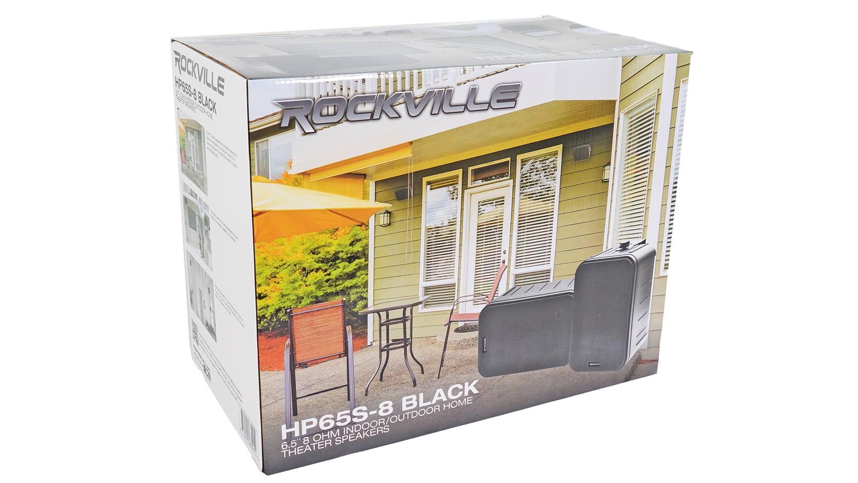 Rockville Rockville HP65S-8 Black 6.5" 500W Indoor/Outdoor Waterproof Speakers 8-Ohm with Swivel Mounts and Rustproof Metal Grilles - for Home, Patio, or Commercial Use
