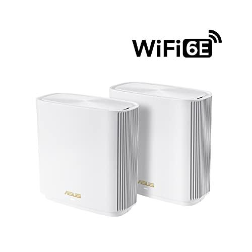 ASUS ASUS ZenWiFi Whole-Home Tri-Band Mesh WiFi 6E System (ET8 2PK), Coverage up to 5,500 sq.ft & 6+Rooms, 6600Mbps, New 6GHz Band, AiMesh,Instant Guard