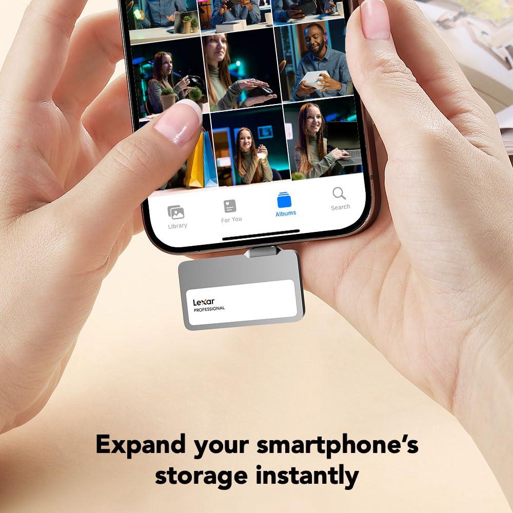 Lexar Lexar 1TB Professional Go Portable SSD, Supports Apple 4K 60fps ProRes, Up to 1050MB/s, USB 3.2 Gen 2, Rugged, IP65, Ultracompact, Compatible w/iPhone 15/16, External SSD (LSL400X001T-RNSNU)