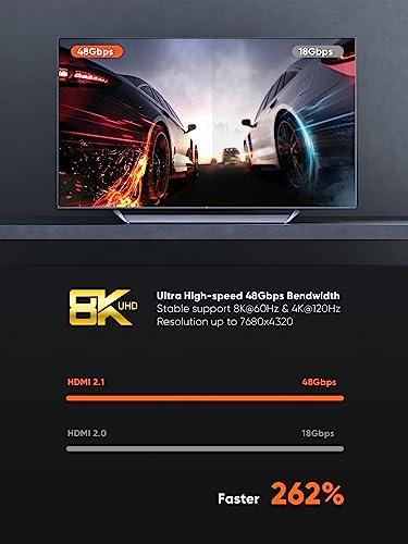 CableCreation CableCreation 8K HDMI Cable 10ft, HDMI Cable for PS4 (48Gbps, 8K@60Hz) - 10 Feet, eARC HDMI Cable, eARC HDR HDCP 2.2 2.3