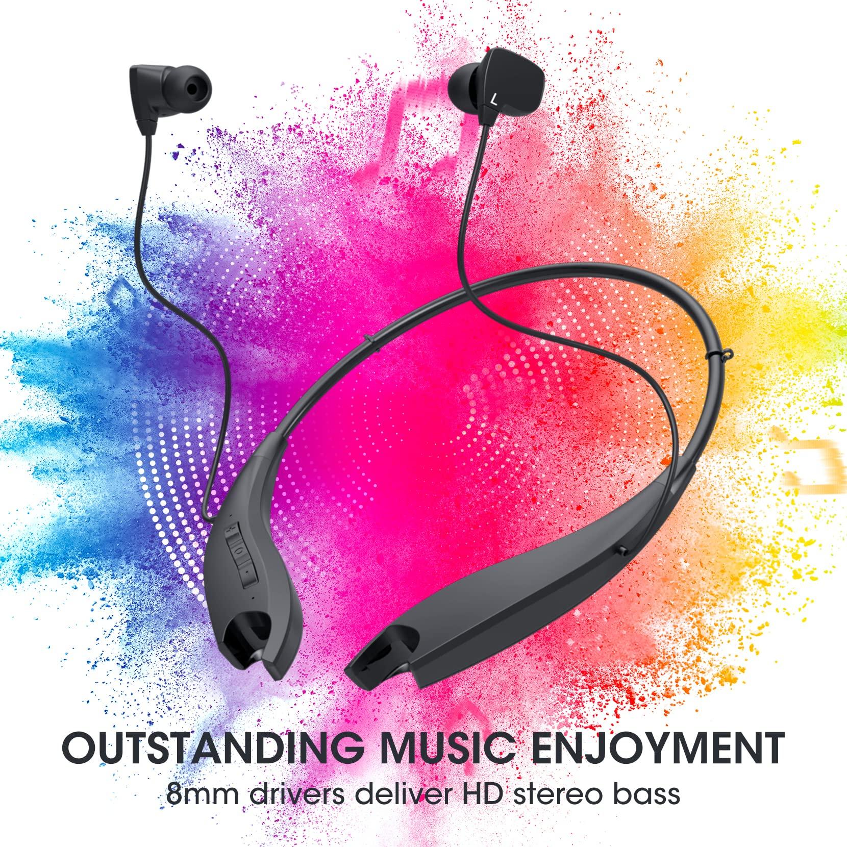 YOSDOM YOSDOM Neckband Bluetooth Headphones, Around The Neck Headphones 24H+ Playtime, Bluetooth Headsets with Call Vibration, Shark Jaw Design Wireless Earbuds+Noise Isolation/Mic/IPX7 Waterproof, 2 Pack