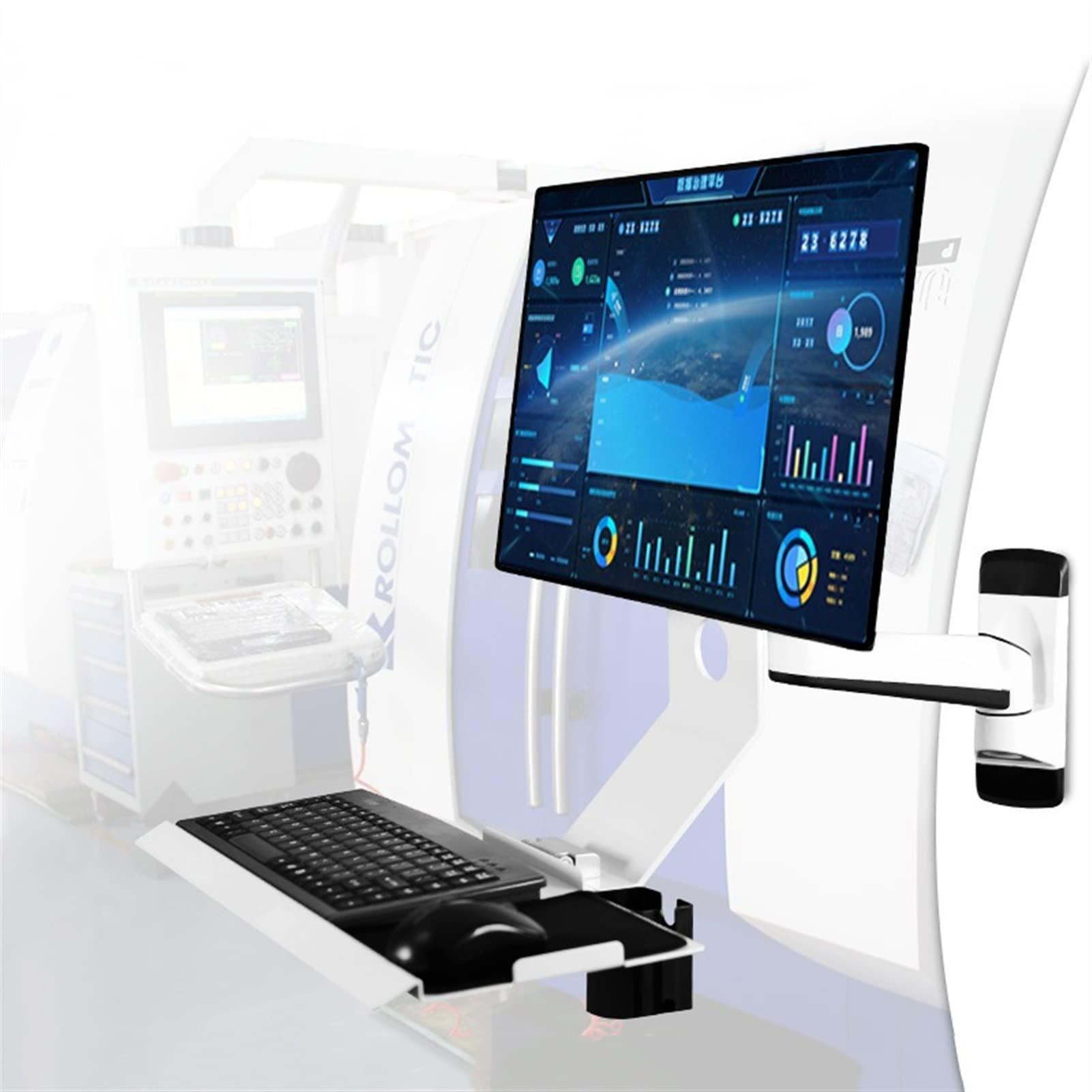 GLigeT Monitor Arm Gas Wall Mount Workstation - Full Motion Standing VESA Mount Arm, Adjustable Mechanical Monitor Stand with Keyboard Tray Arm, Ergonomic Wall Mounted Desk Monitor Desk Mount ( Size : 185*45