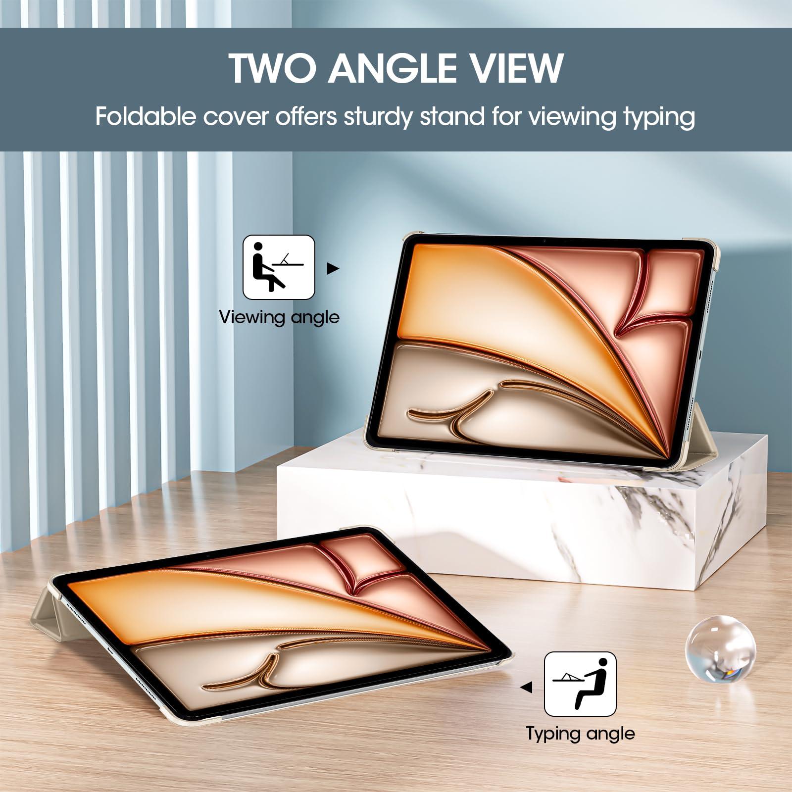 ProCase ProCase for iPad Air 13 Inch Case 2025 M3/2024 M2, Slim Smart Cover iPad 13 Air M3 M2 Case with Translucent Hard Shell Back, Supports Touch ID, Auto Wake/Sleep -Starlight