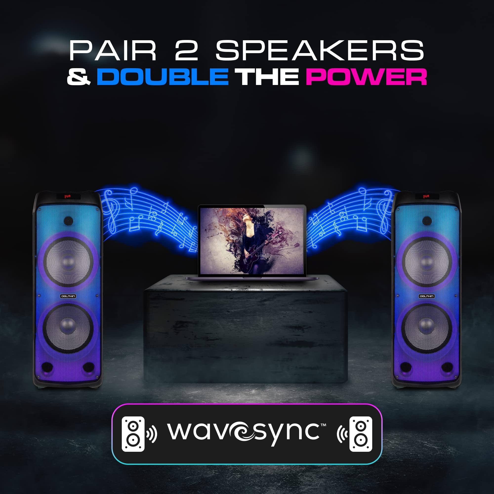 Dolphin Dolphin SPF-1212R Powerful Sound & BASS | Portable Rechargeable Big Party Speaker | Dual 12", 3X 1 Tweeters | LED Party Lights, Handles and Wheels