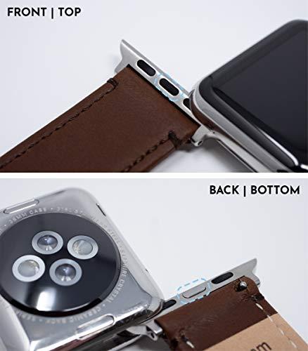BARTON WATCH BANDS BARTON WATCH BANDS - Black Leather & Stitching Top Grain Leather Watch Bands Compatible with Apple Watch Models - 1, 2, 3, 4, 5, 6, 7, 8, 9, 10, SE, Ultra & Ultra 2 - (42mm/44mm/45mm/49mm)