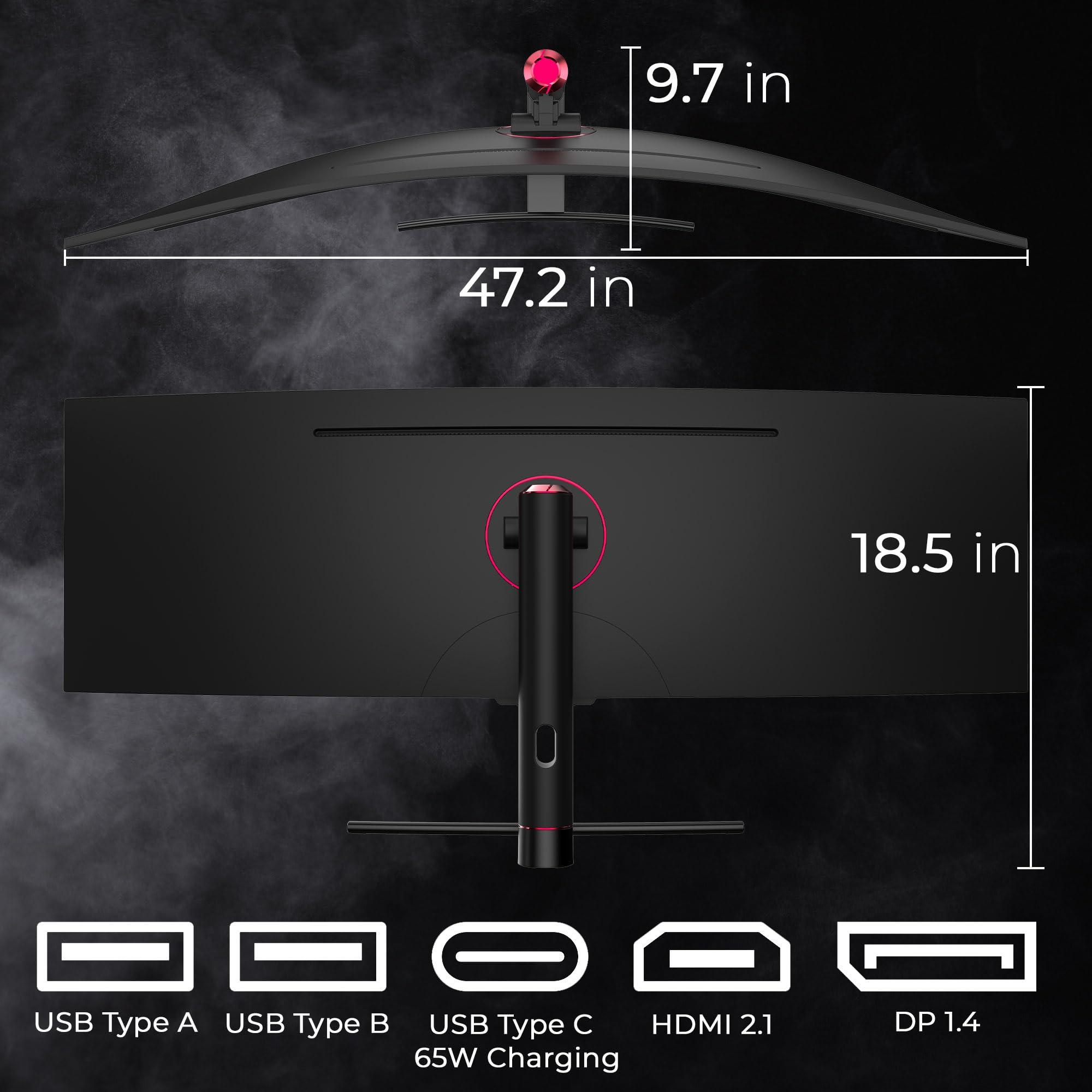 Deco Gear Deco Gear 49\" Curved Ultrawide 5K Gaming Monitor, 32:9, 120 Hz, 101% NTSC 100% sRGB, Adjustable, Home Office and Entertainment Workstation