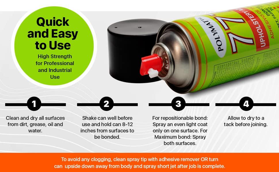 Polymat 4 Cans of Polymat 777 Foam Speaker Box Carpet Car Auto Liner and Fabric Spray Glue Adhesive
