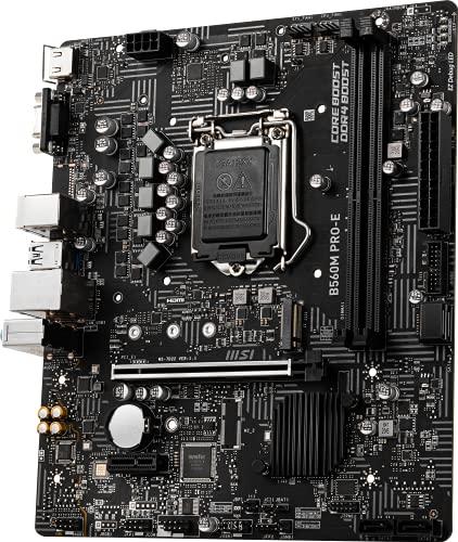 MSI MSI B560M PRO-E ProSeries Motherboard (mATX, 11th/10th Gen Intel Core, LGA 1200 Socket, DDR4, PCIe 4, M.2 Slot, USB 3.2, Gbps LAN)