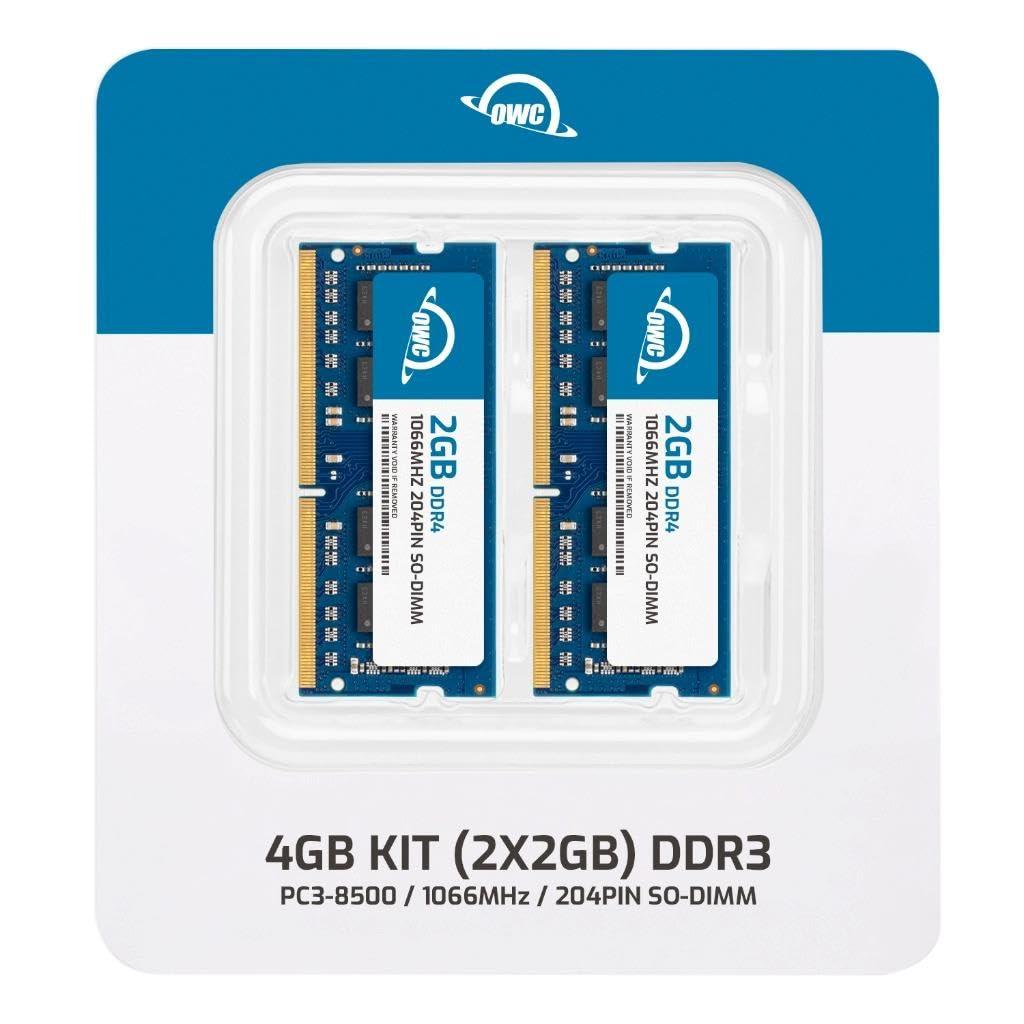 OWC OWC 4GB (2x2GB) DDR3 1066 PC3-8500 CL7 1Rx8 204-pin 1.5V Non-ECC SODIMM Memory RAM Module Kit