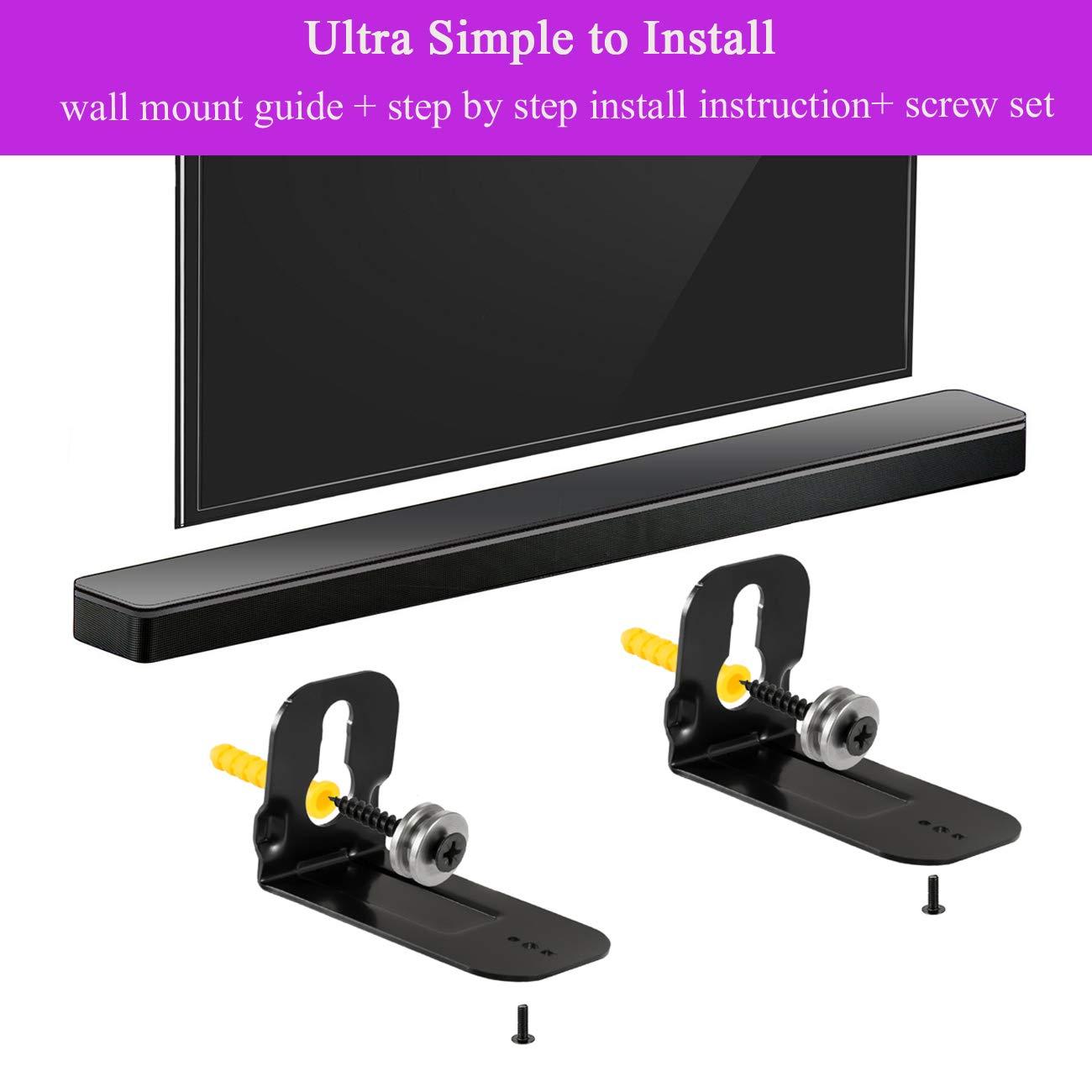 ECLINK Wall Mount Bracket for Samsung Soundbar HW-T510 HW-T450 HW-T550 HW-T650 HW-T410 HW-S60A HW-A550 HW-B450 HW-Q800B HW-Q60R HW-Q70R HW-MS57C HW-MS6500 HW-MS6511 HW-MS660 HW-MS661 HW-H450 HW-J355 HW-J450