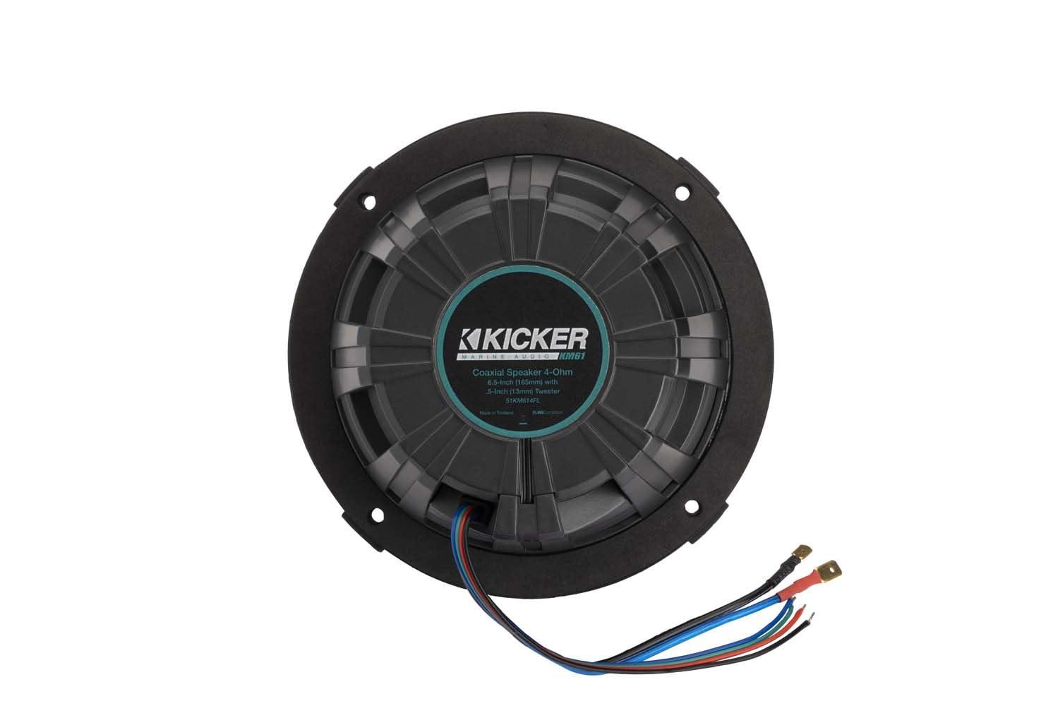 Audiosavings Audiosavings Bundle: (4) Kicker 51KM614FL 6.5" Thin Mount 60w Marine Boat Speakers w/RGB LED KM614FL (4 Items)