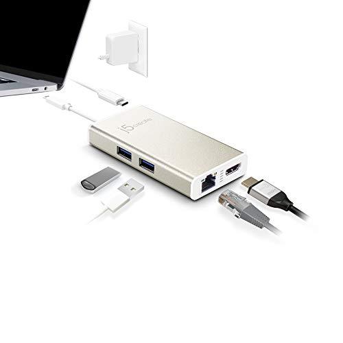 j5create j5create USB C Hub Multi-Adapter Docking Station with HDMI 4K, 2X USB 3.1 SuperSpeed Ports, Ethernet, Power Delivery 2.0 (JCA374)