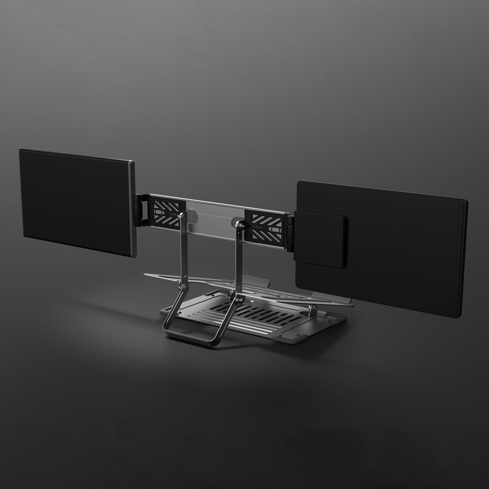 Anvazise Anvazise Laptop Screen Extender, 14.1" Triple Portable Monitor FHD 1080P IPS Laptop Monitor Extender with Stand, Type-C/HDMI Plug and Play, for Windows/Mac/Chrome