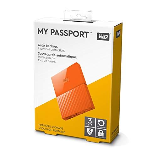 Western Digital WD 3TB Orange My Passport Portable External Hard Drive - USB 3.0 - WDBYFT0030BOR-WESN