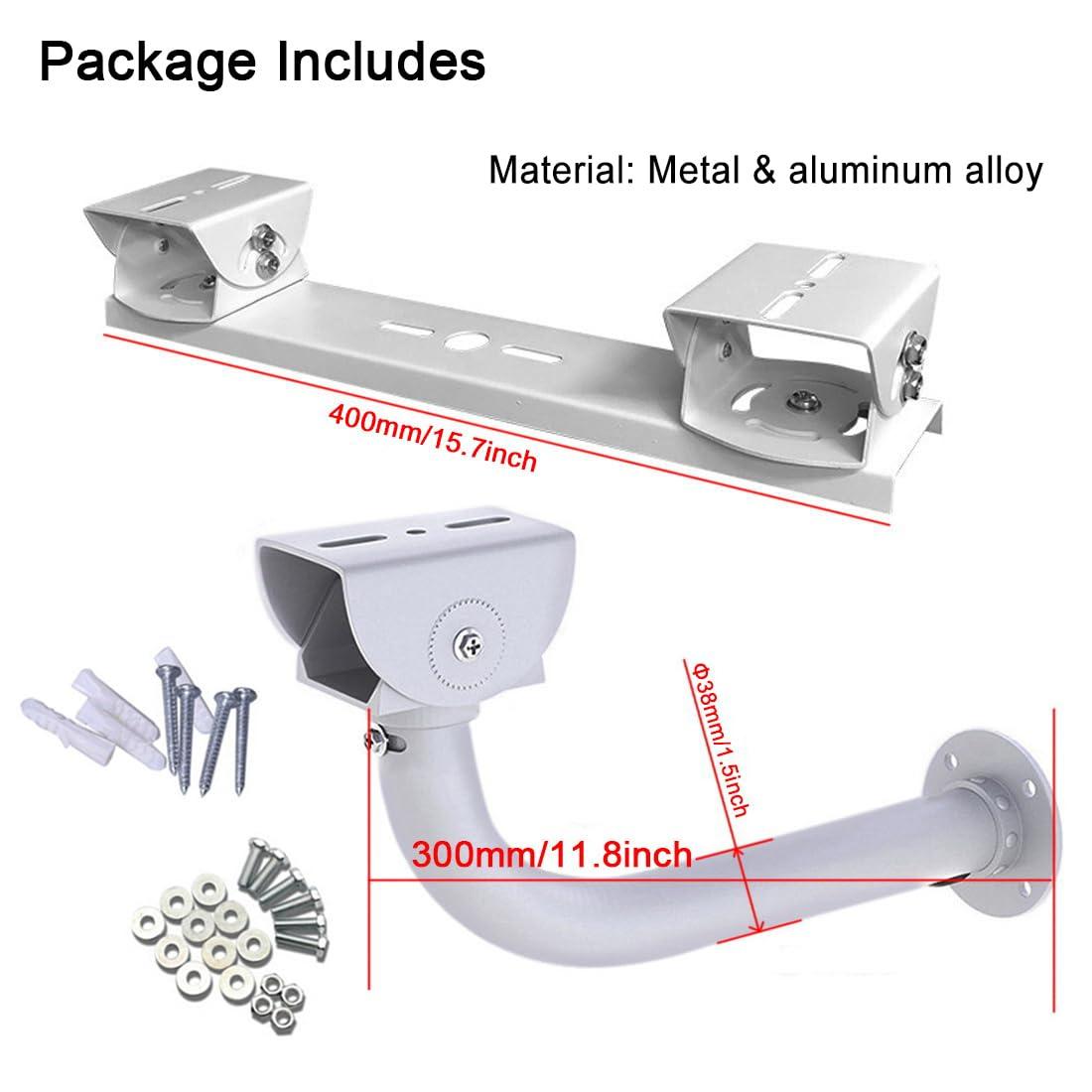 Rosebe Security Camera Mount Holder Double Surveillance Camera L Type Metal Steel One to 2 Horizontal Cross Bar Dual Camera Mount Bracket Extension Bar Horizontal Arm L Shape Wall Mounting 2 Base Bracket