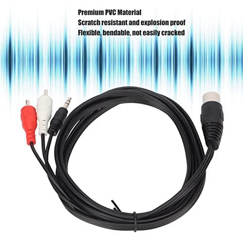Septpenta DIN to 3.5mm 2 RCA Cable, DIN 8 Pin Plug, 5.9Ft Length Male to Male Big DIN Sound Adapter Cord, Flexible, Bendable for Audio Equipment, Players, Amplifiers, Receivers, Subwoofers