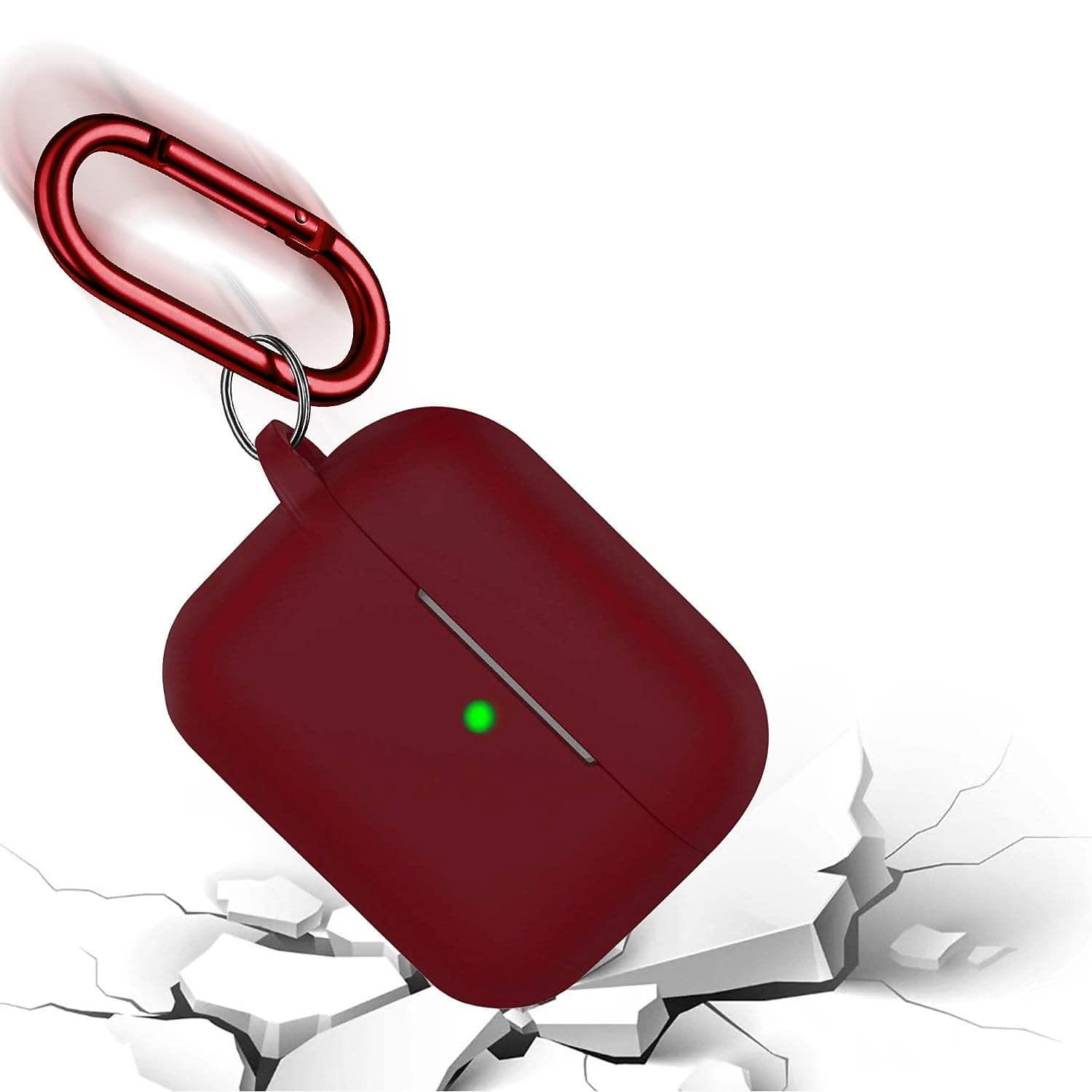 ZERODAMAGE SAHARA CASE SaharaCase Silicone Case for Apple AirPods 3 (2021 3rd Generation) [Rugged] Full Body Protection Antislip Grip Slim with Keychain (Burgundy)