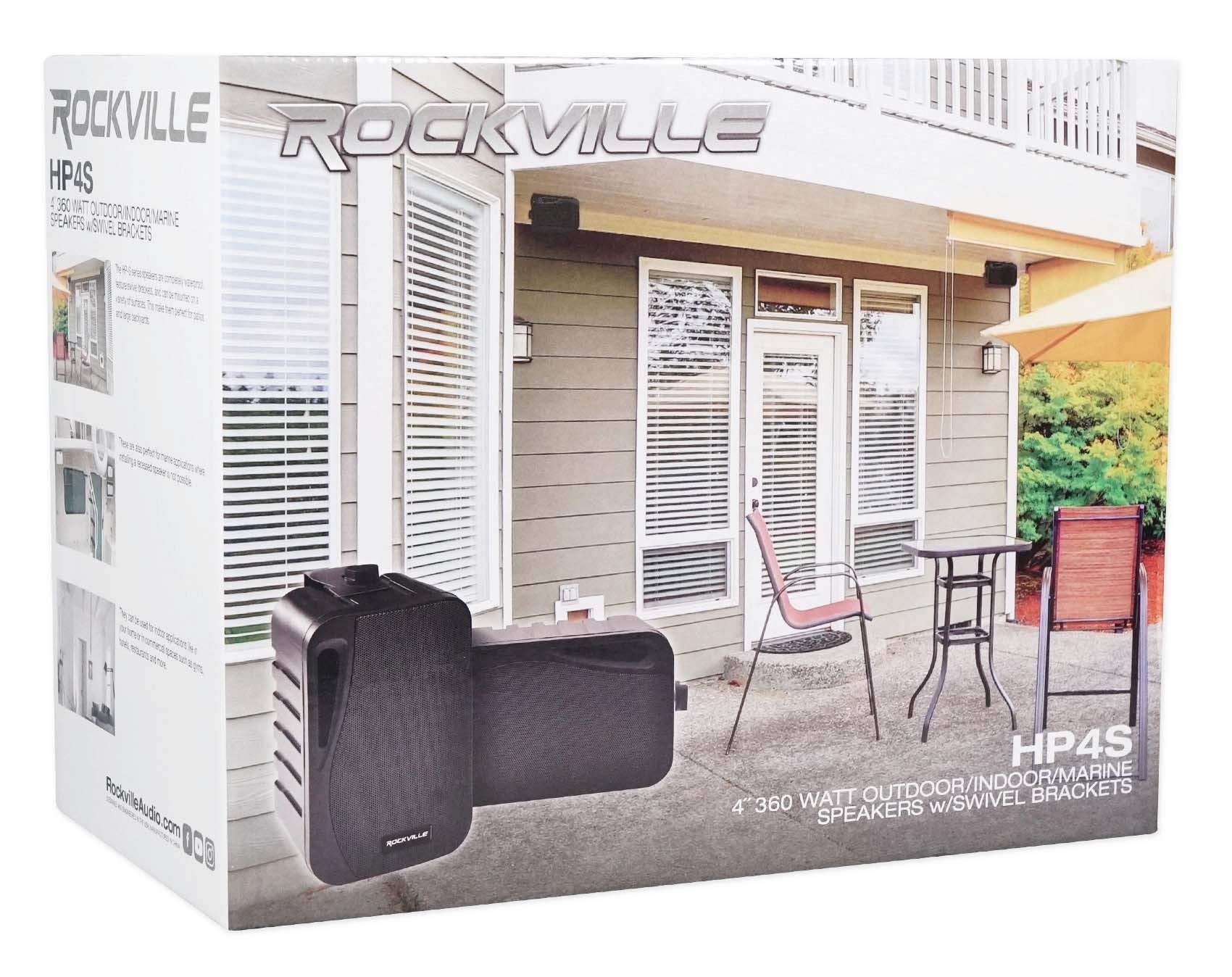 Rockville Rockville (2) HP4S BK Black 4\" Outdoor/Indoor Swivel Wall Mount Home Speakers