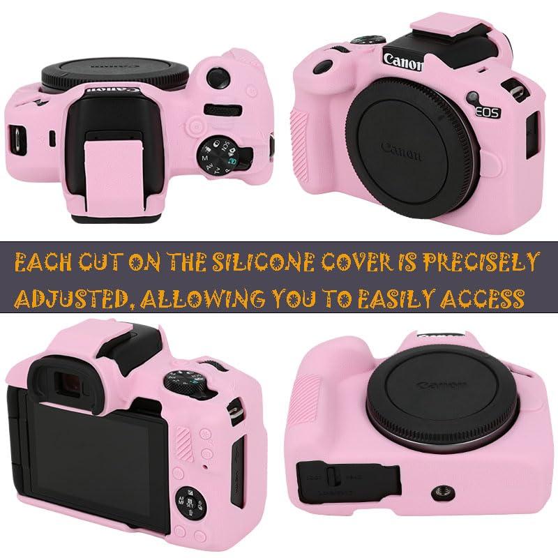 AEXUTDA Case for Canon EOS R50, EOS R50 Camera Silicone Protective Case, Lightweight, Anti-Scratch Slim Fit Soft Skin, EOS R50 Accessories, AEXUTDA Bag for EOS R50 Mirrorless Vlogging Camera - Pink