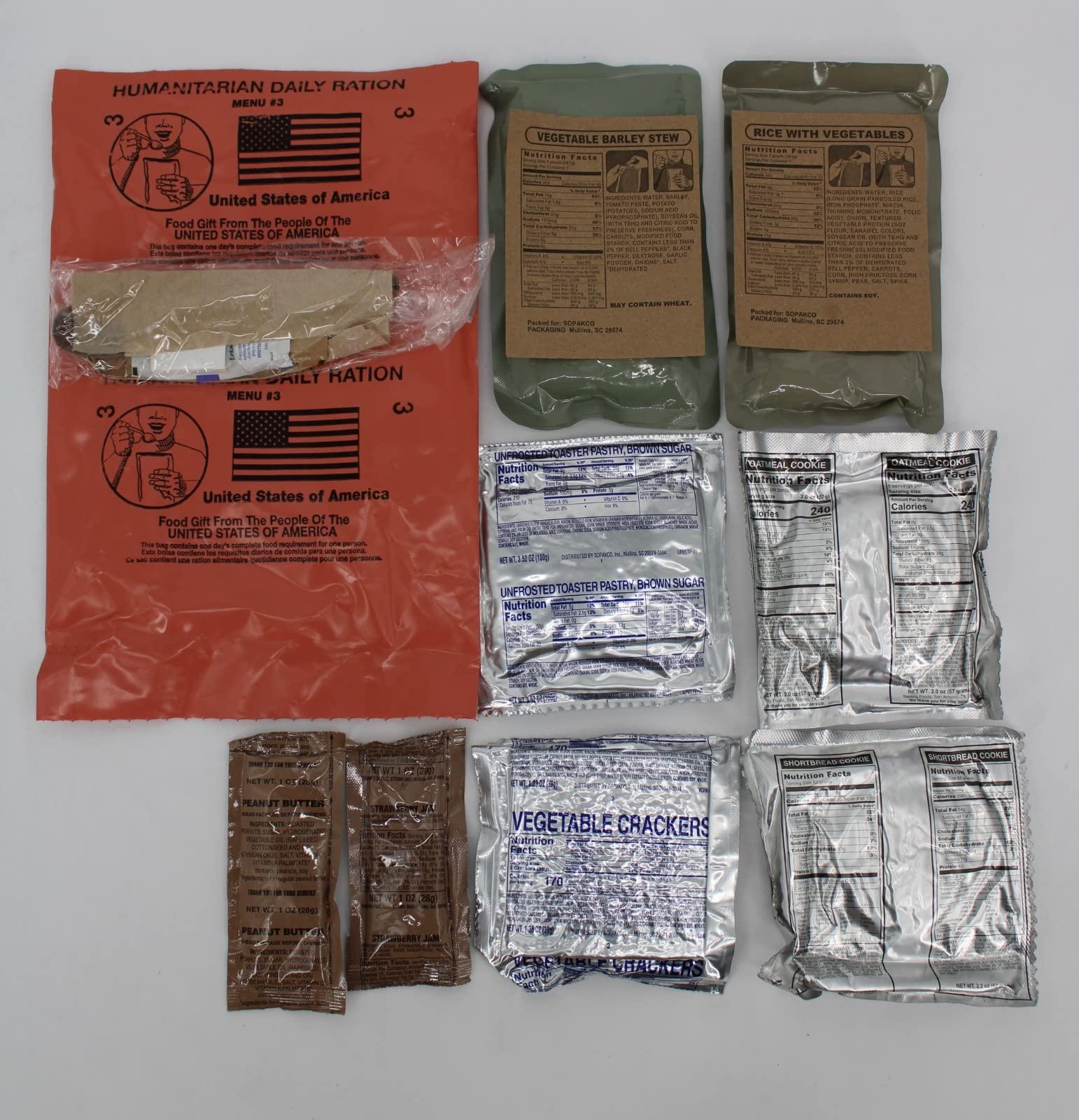 Leevax 1 Meal HUMANITARIAN DAILY RATION MRE - RANDOM MENU - Inspection date of 10/2022 or Newer