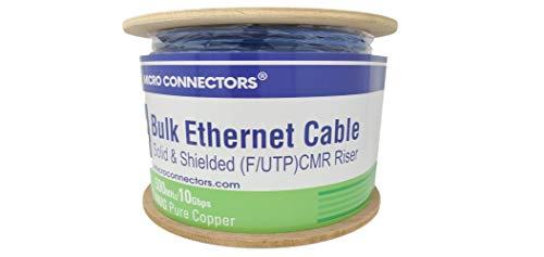 MICRO CONNECTORS Micro Connectors 500 FT CAT 6A Solid & Shielded (F/UTP) CMR Riser Bulk Ethernet Cable (Blue) with 20 pcs of Shielded Modular Connectors (TR4-570SRBL-KIT)