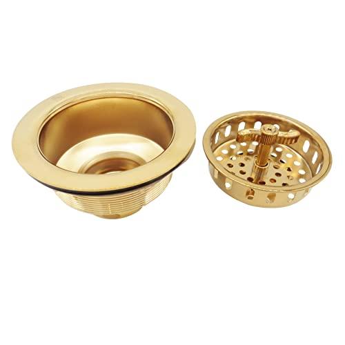 Westbrass Westbrass D213-01 3-1/2" Wing Nut Twist Style Large Kitchen Sink Basket Strainer, Single, Polished Brass
