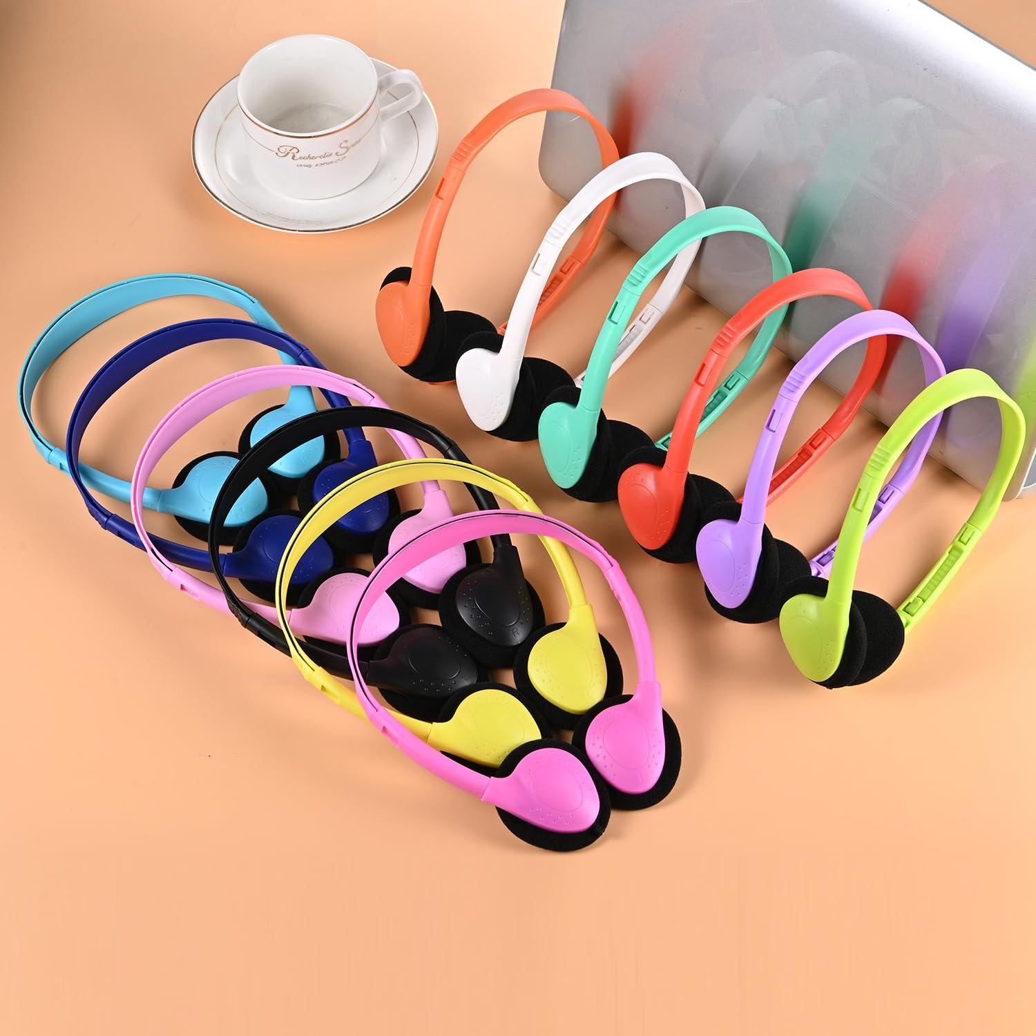 Yoley Headphones Bulk 96 Pack for Kids School Students Children Toddler Boys Girls Teen and Adult,Wholesale Durable Headphones for Classroom Earphones (12 Colors)