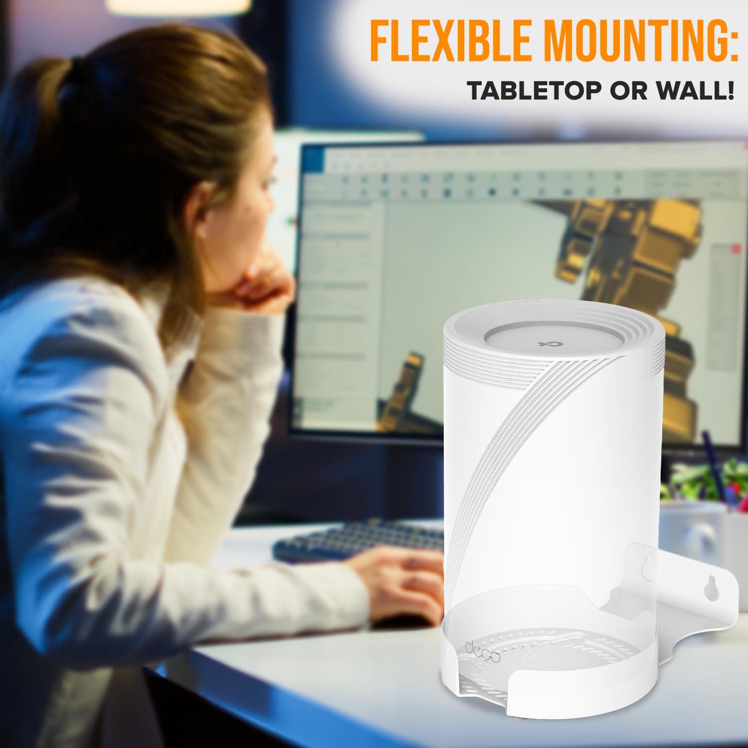 BANGCHEER Bangcheer Wall Mount for TP-Link Deco BE75/BE85/BE95/BE17000/BE22000/BE33000 Whole Home Mesh WiFi 7, Upgrade Stable Saving Space Aluminum Alloy Wall Hanging Bracket Holder (2Pack,White)