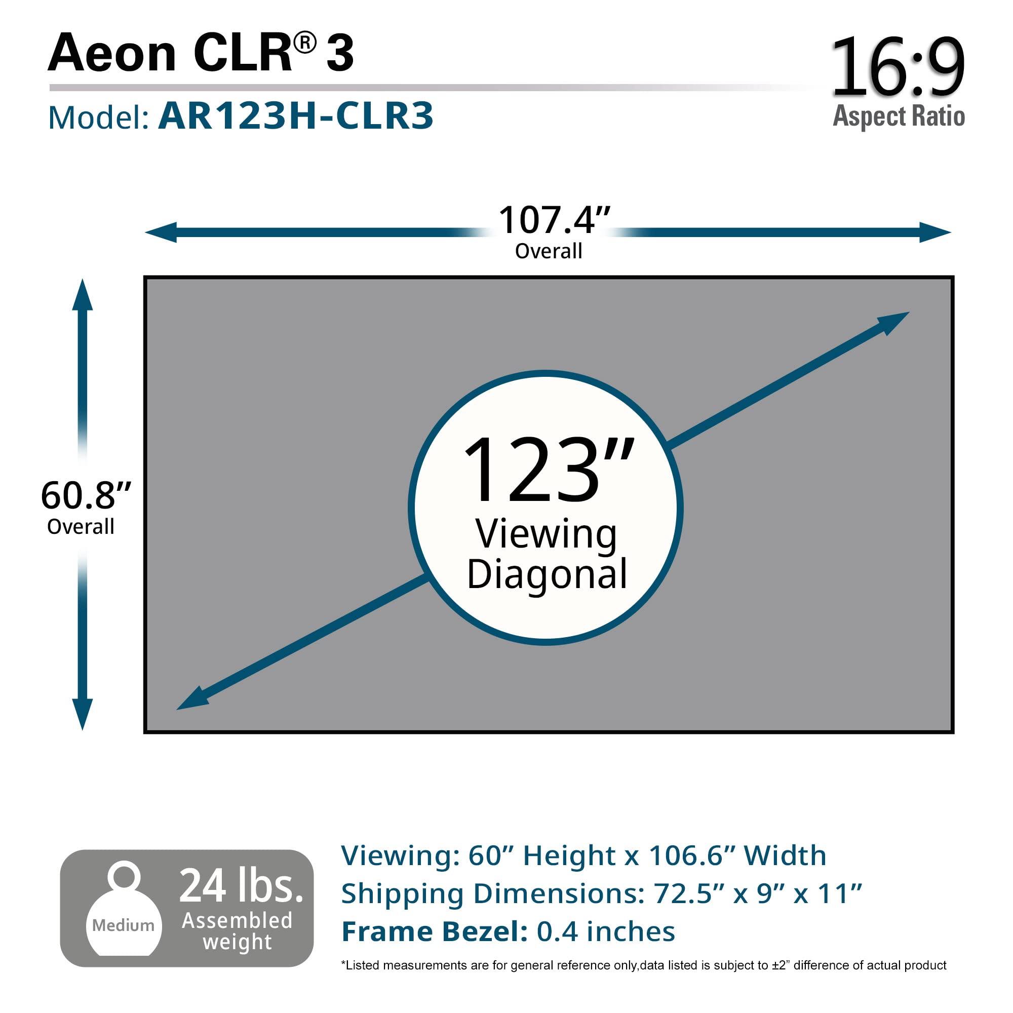 Elite Screens Elite Screens Aeon CLR3 123" UST ALR Projector Screen, 16:9 4K Ultra HD, 90% Ceiling Light Rejecting, Edge-Free Fixed Frame, Grey Screen for Indoor Home Theater & Movies AR123H-CLR3