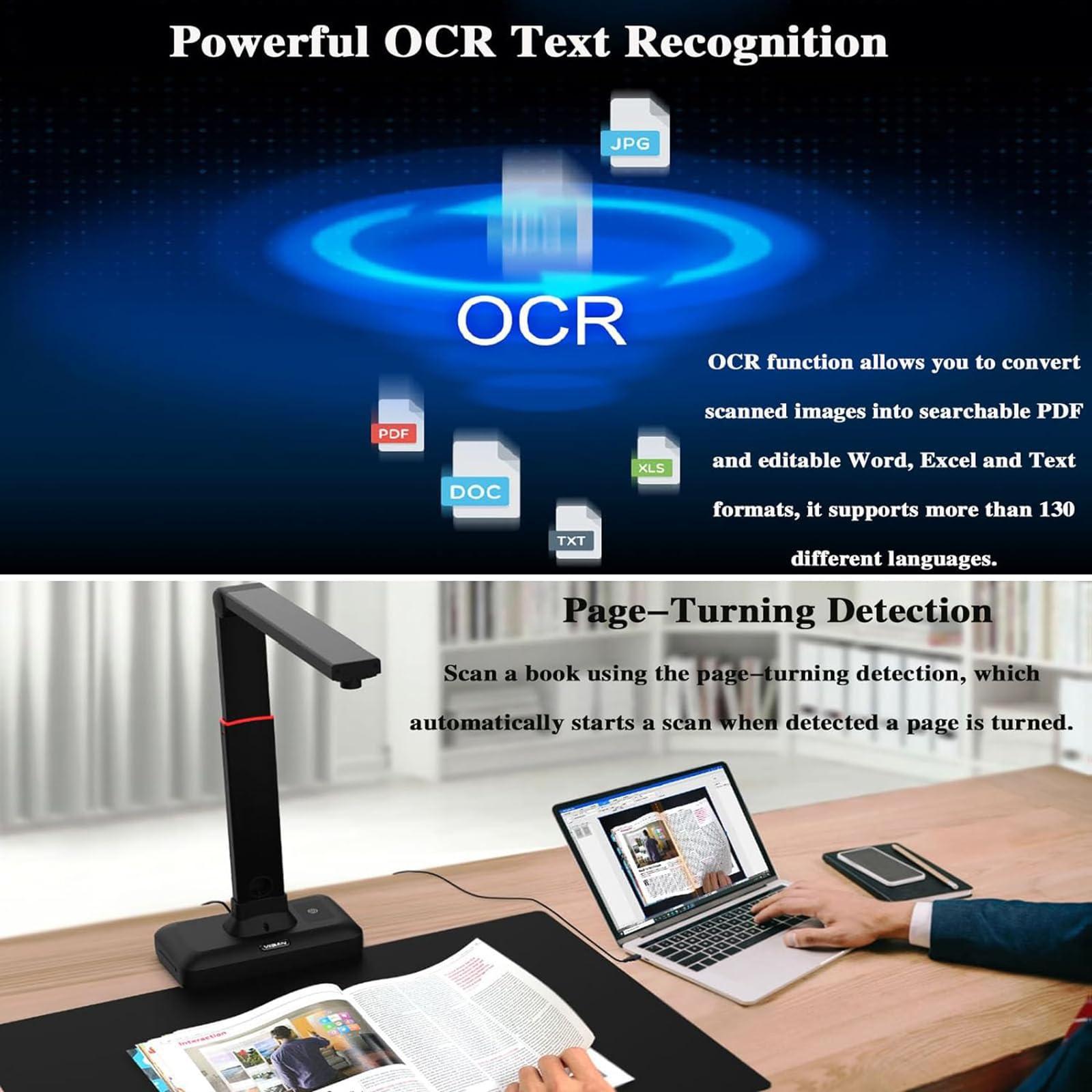 LHQYA Document Scanner, 23MP A2 Large Format Camera Scanner, Support OCR Multi-Language/Auto-Flatten/apture Size A2, for Windows 7/8/8.1/10