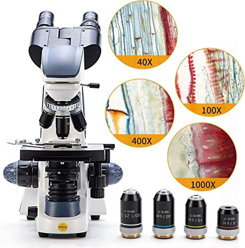 SWIFT SWIFT SW380B 40X-2500X Magnification, Siedentopf Head, Research-Grade Binocular Compound Lab Microscope with Wide-Field 10X and 25X Eyepieces, Mechanical Stage, Ultra-Precise Focusing
