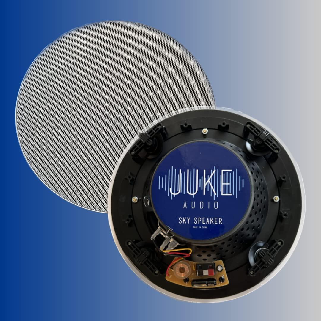 JUKE AUDIO JUKE AUDIO Sky Speaker | Pair of 8" in-Ceiling Speakers | 2-Way Sound Coverage with Woofer & Pivoting Tweeter | Flush Mount Design | Multi-Room Audio System
