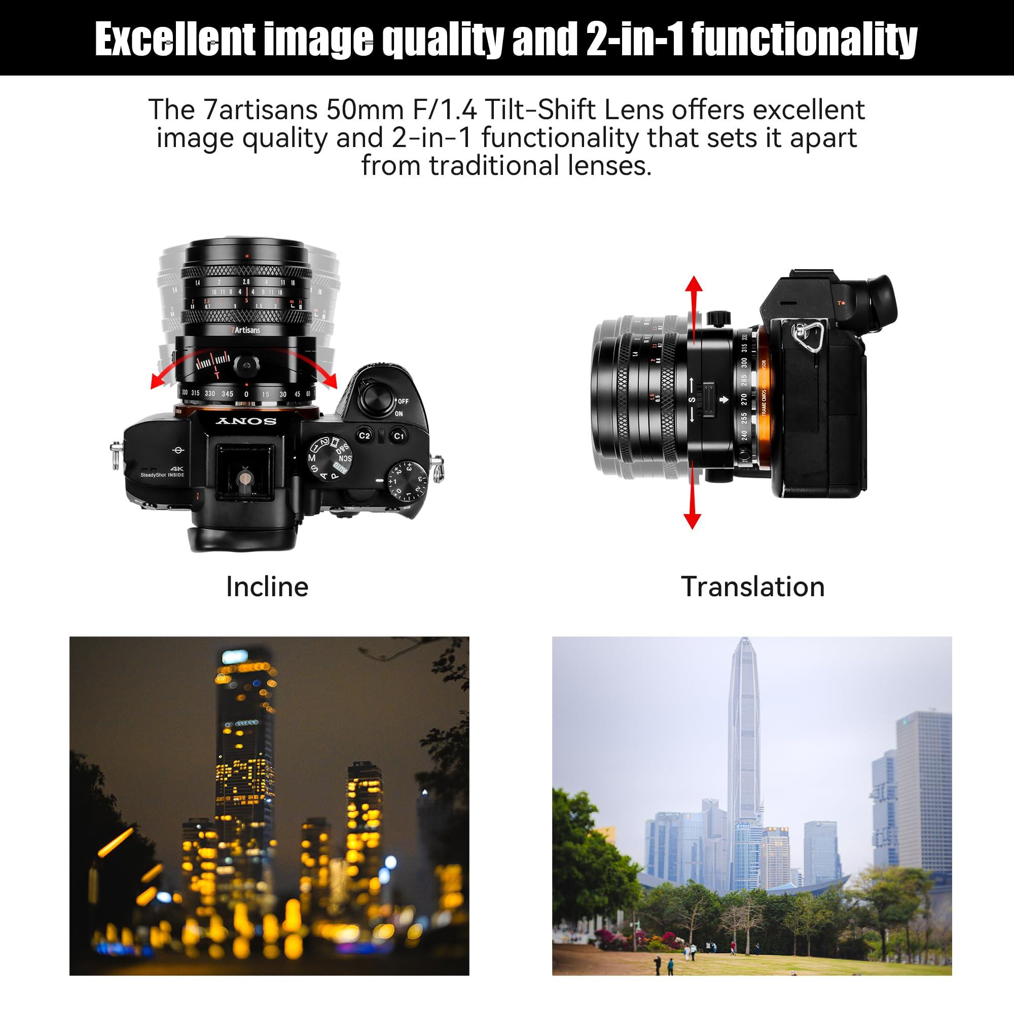 7artisans 7artisans 50mm F1.4 APS-C Frame Tilt-Shift Lens with 2-in-1 Compatible for Olympus&Panasonic M4/3 Mirrorless Cameras G1 G2 G3 G4 G5 G6 G7 GF1 GF2 GF3 GF5 GF6 GM1 EMP1 EPM2 E-PL1 E-PL2 E-PL3 E-PL5