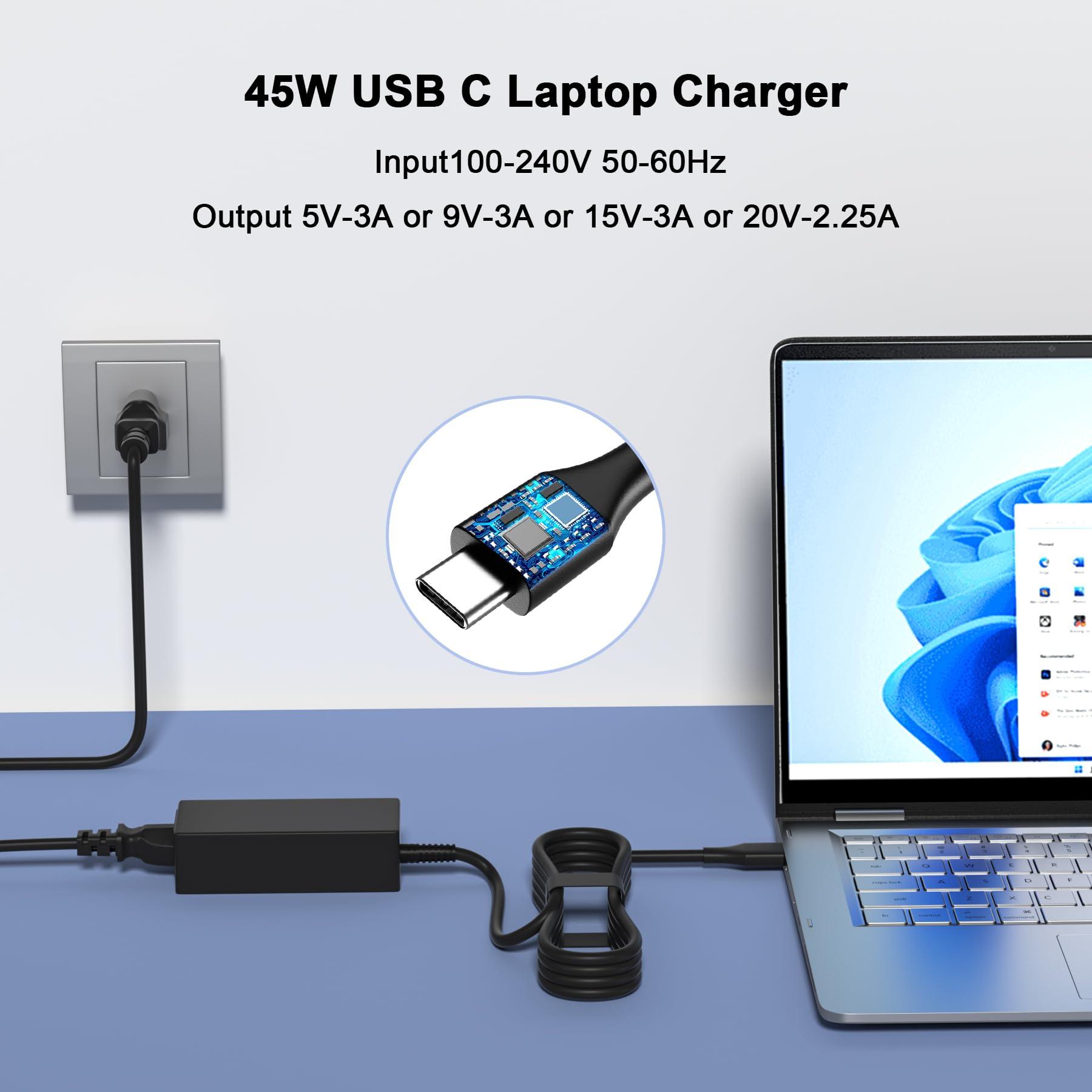 YEOTSMUT Chromebook Charger-45W USB-C Laptop Charger for HP
