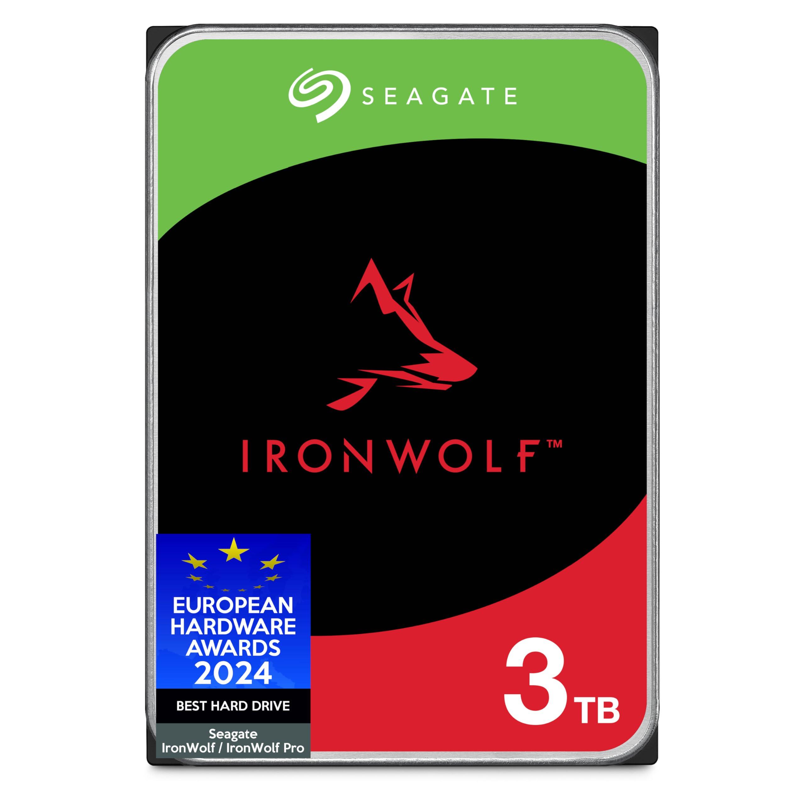 Seagate Seagate IronWolf 3TB NAS Internal Hard Drive HDD CMR 3.5 Inch SATA 6Gb/s 5900 RPM 64MB Cache for RAID Network Attached Storage, Rescue Services Frustration Free Packaging (ST3000VZ007)