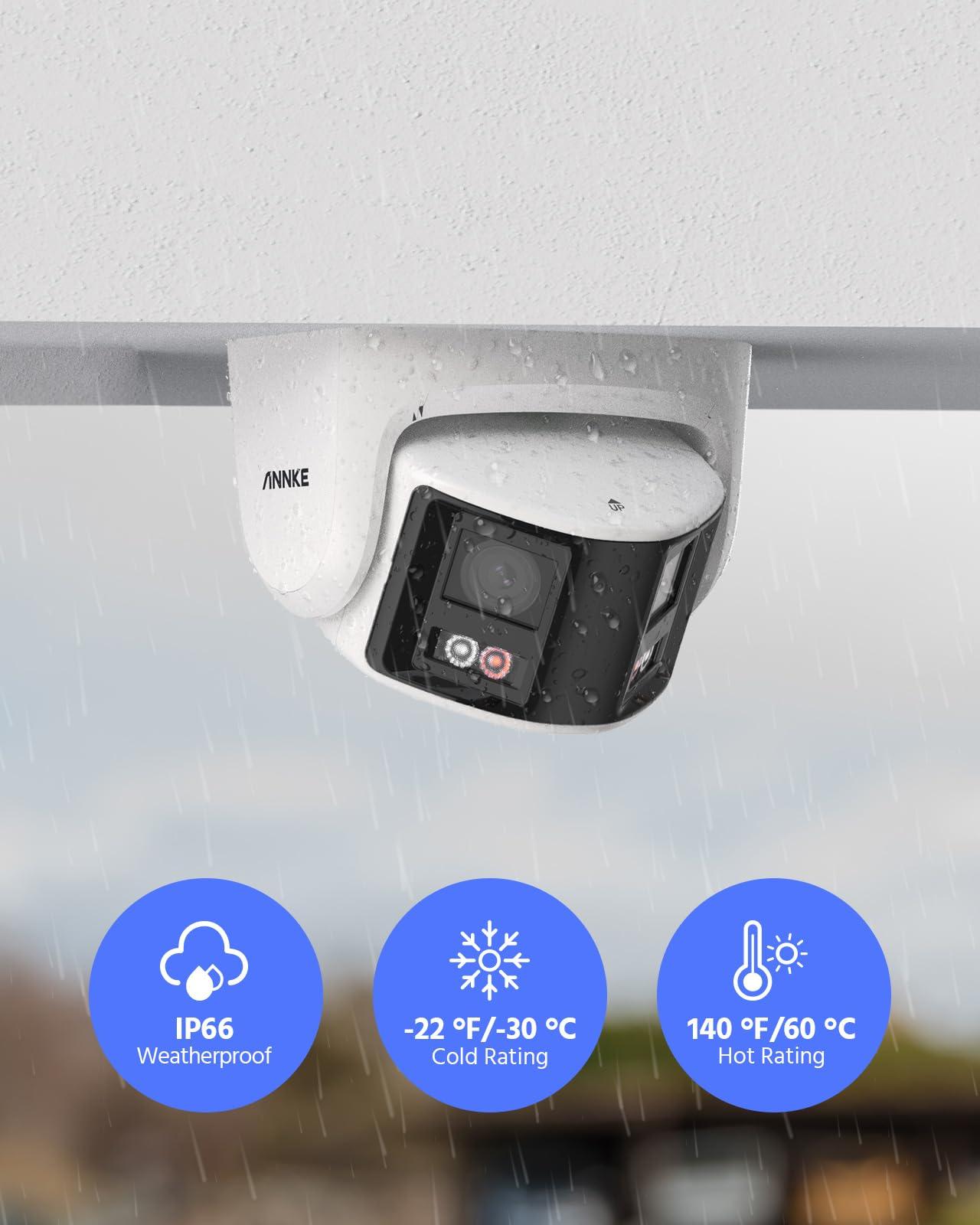 ANNKE ANNKE FCD800 PoE Security Camera Outdoor with Dual Lens 180 Filed of View, 8MP IP Surveillance Camera Support Color Night Vision, Person/Vehicle Detection, Two-Way Talk, Built-in SD Card Slot