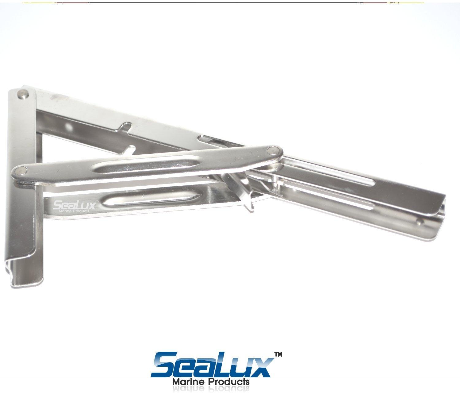SeaLux Marine Products SeaLux Stainless Steel Heavy Duty Folding Bracket for Table,Shelving,Bench Max Load 550 lbs