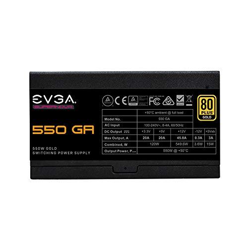 EVGA EVGA SuperNOVA 550 Ga, 80 Plus Gold 550W, Fully Modular, ECO Mode with Dbb Fan, 10 Year Warranty, Compact 150mm Size, Power Supply 220-GA-0550-X1