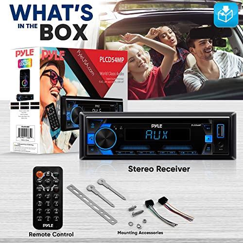 Pyle Pyle MP3 Stereo Receiver Power Amplifier, AM/FM/MP3/AUX Stereo Receiver, USB Flash Readers, Single DIN, 30 Preset Memory Stations, LCD Display with Remote Control, RGB Button