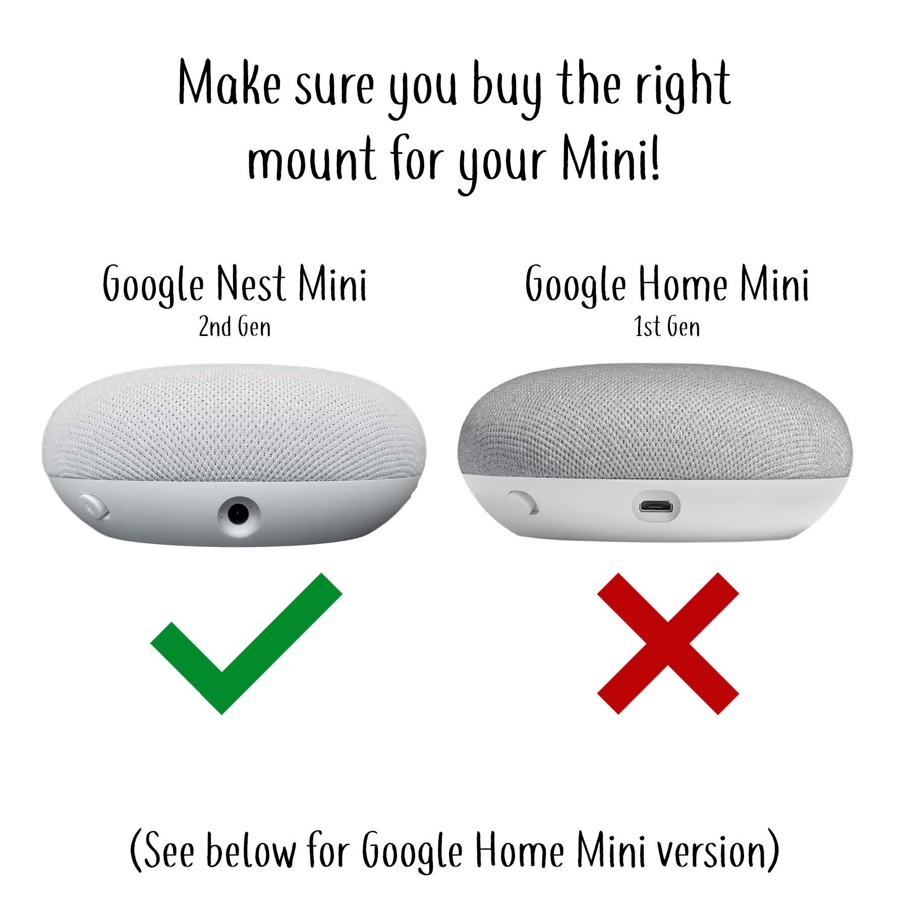 Mount Genie The Mini Genie for Google Nest Mini (2nd Gen) | Multi-Pack Disc. | Lowest Profile | No Ugly Bulk | Vertical or Horizontal | Outlet Wall Mount Hanger Stand (White, 1-Pack)