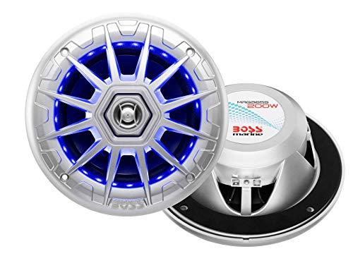 BOSS Audio Systems 4) BOSS Audio MRGB65 6.5" 400W Boat Marine RGB LED Light Speakers Silver 2 Pairs