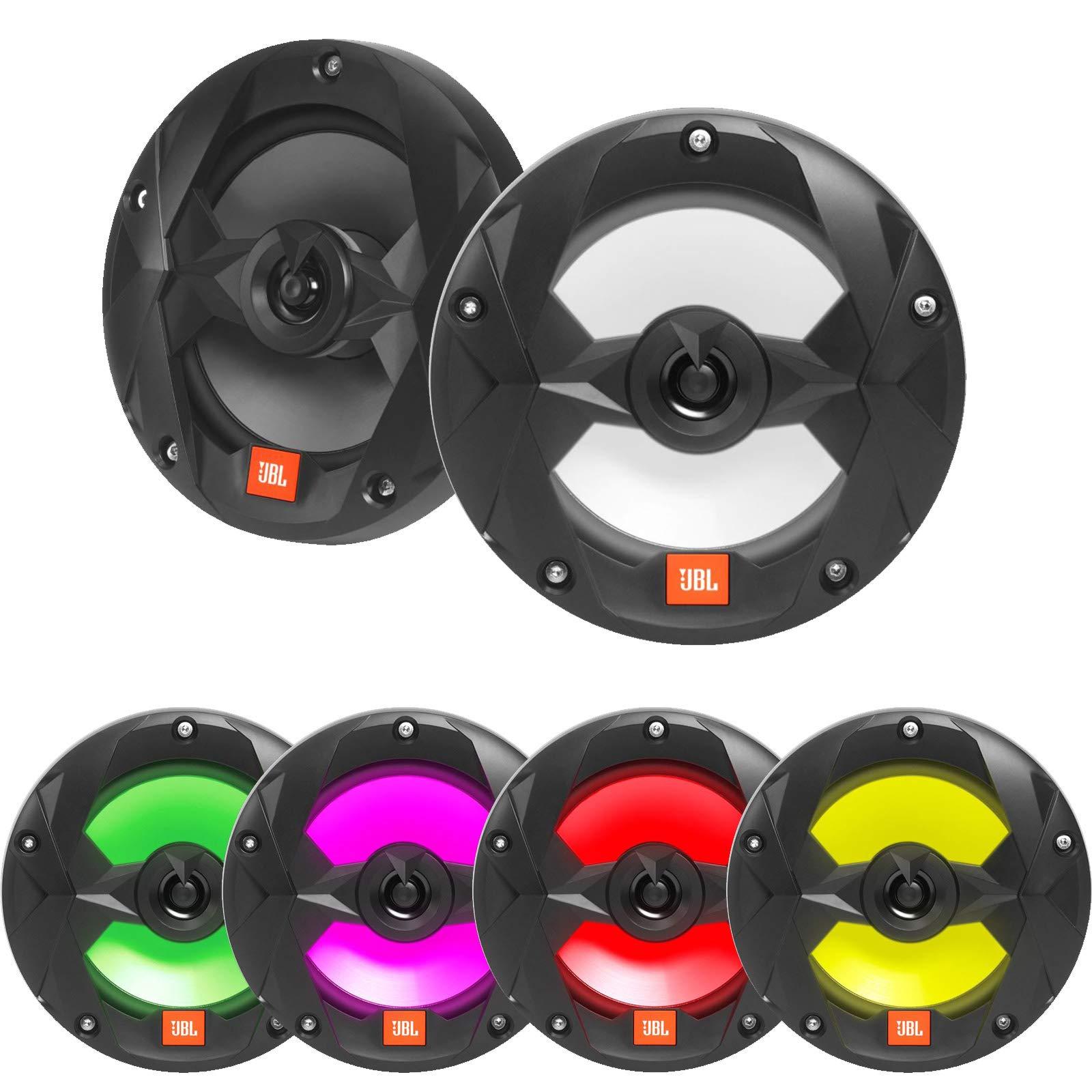 Enrock Marine 6.5" 225 Watt Peak Power 2-Way Marine Audio Multi-Color RGB LED Boat Speakers (Qty 2) 1 Pair of OEM Replacement Speakers with 20ft Wire (RGB+Black)