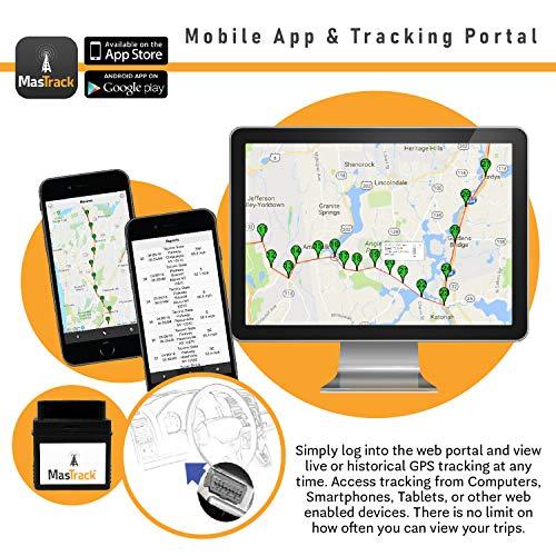 MasTrack MasTrack- GPS Tracker W/No Contract | Track On Computer Smartphone | Fleet Monitoring Tracking Employees, Teens, Spouse| Plug Into OBD Port Instant Alerts & Engine Diagnostics