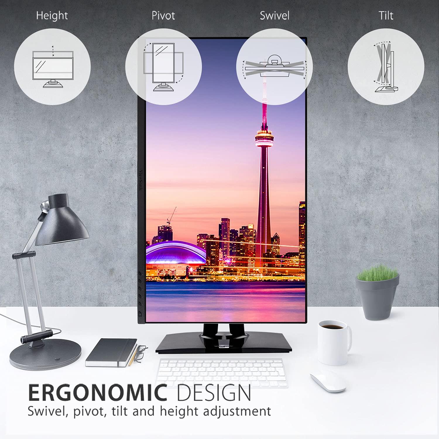 ViewSonic ViewSonic VP2756-2K 27 Inch IPS 1440p Ergonomic Monitor with Ultra-Thin Bezels, Color Accuracy, Pantone Validated, 60W USB C