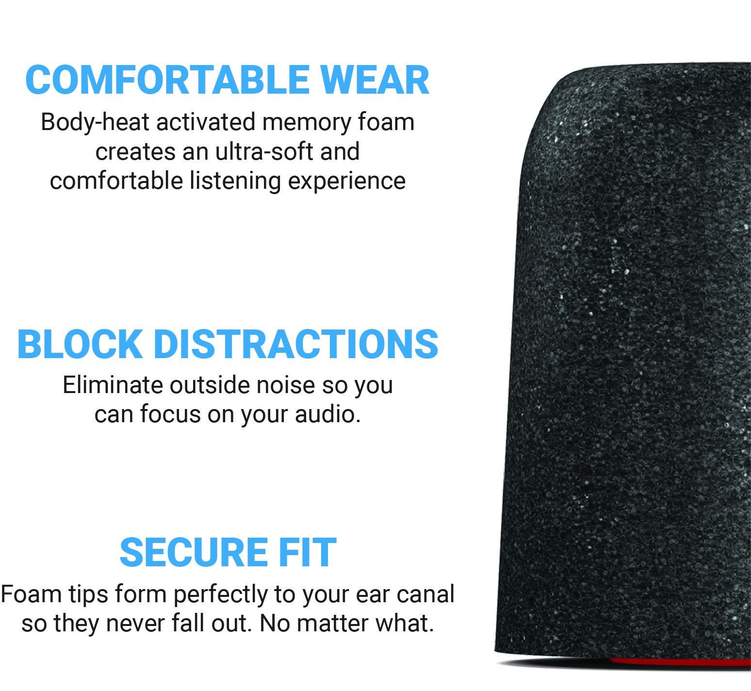 COMPLY Comply Memory Foam Replacement Ear Tips for Shure Earphones | Superior Noise Isolation, Ultimate Comfort, Secure Fit | Black, Medium (3 Pairs)