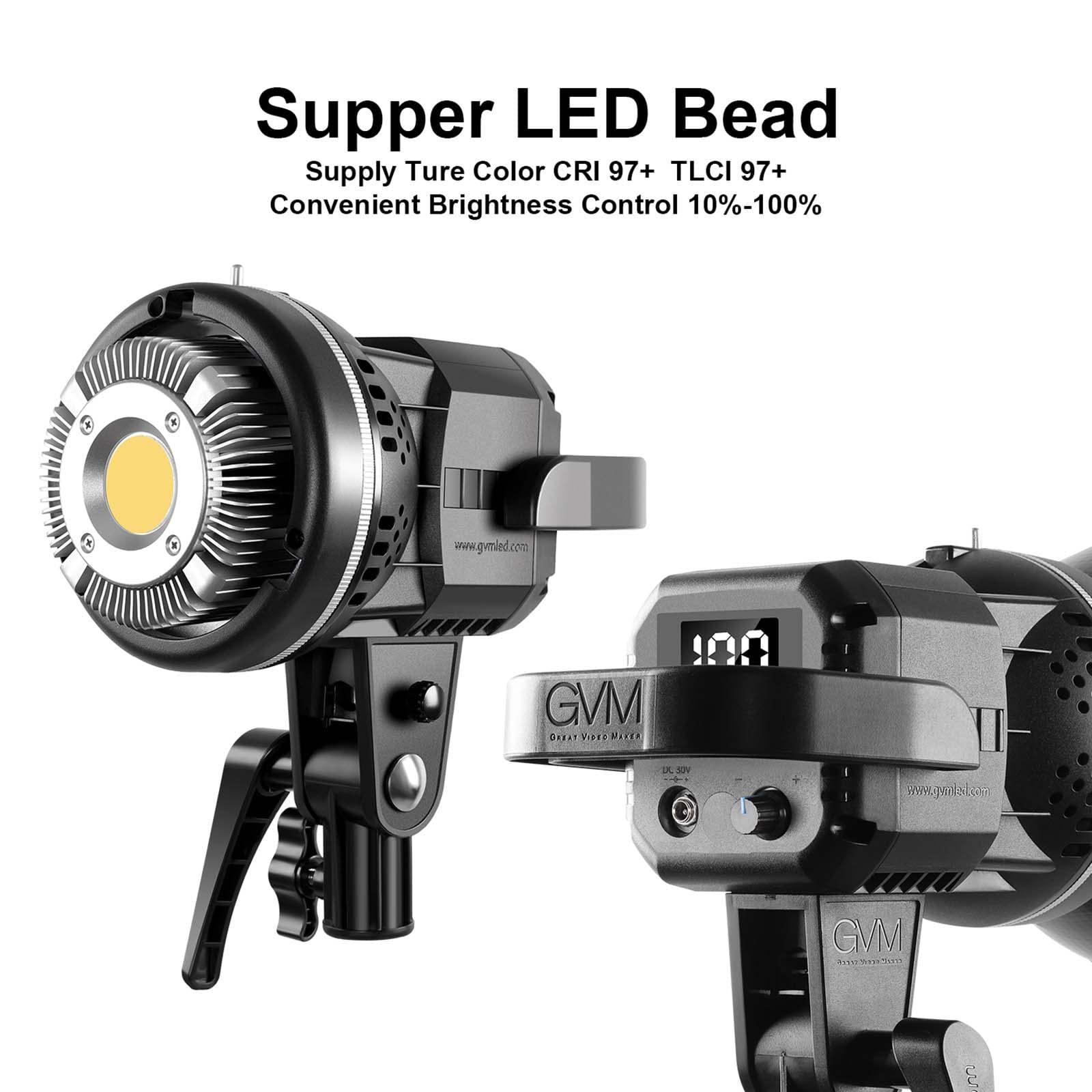 GVM Great Video Maker GVM 80W Video Light with Bowens Mount 2PCS LED Continuous Video Light with Tripod Continuous Output 13000Lux@0.5m Daylight Photography Lighting for Studio YouTube Video Recording Outdoor Shoot