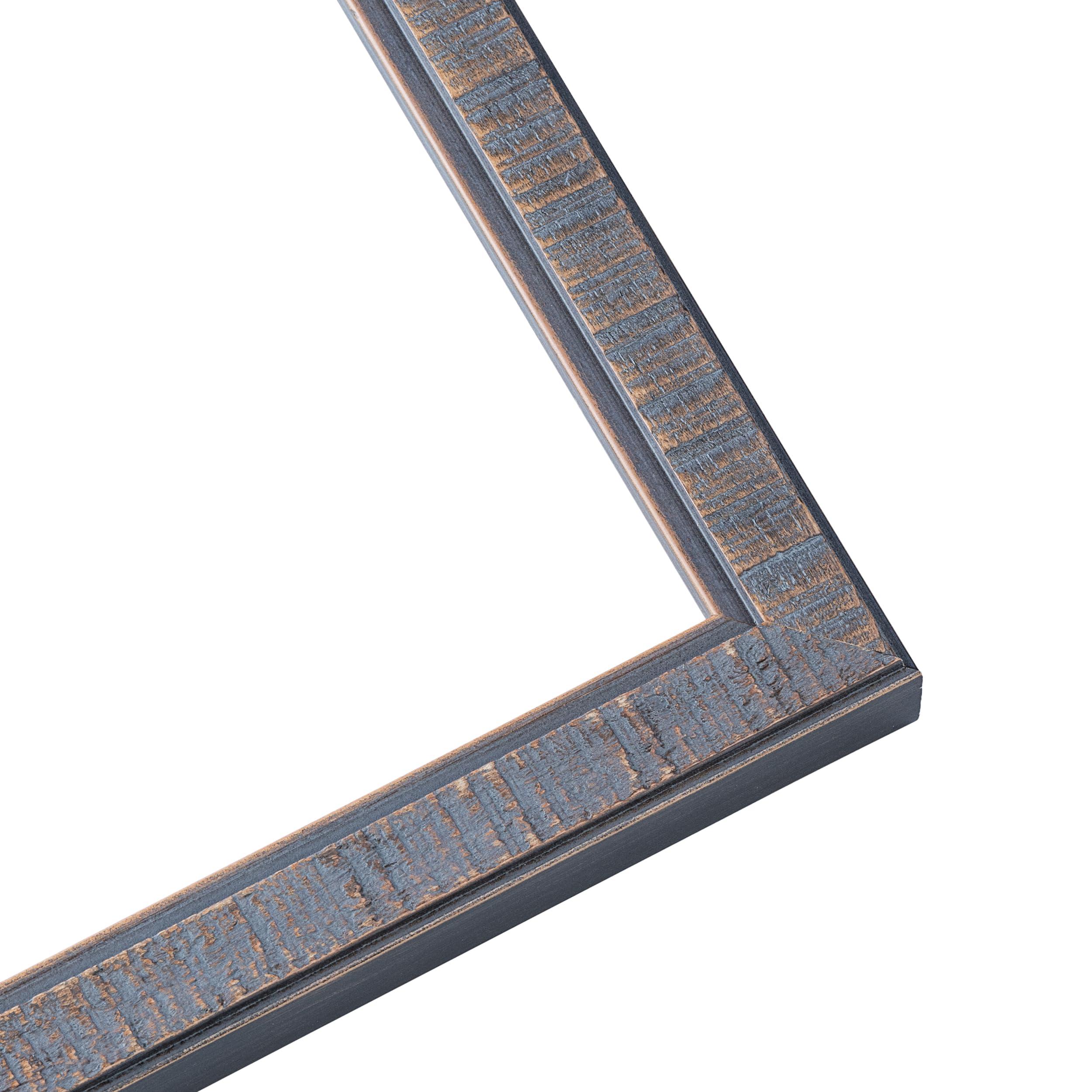 CountryArtHouse 15x34 Frame Slate Blue Distressed Rustic Solid Wood Picture Frame | 0.75 Inch Moulding Width | Includes UV Acrylic Plexiglass, Acid Free Foam Backing Board and Hanging Hardware | Sonoma Collection