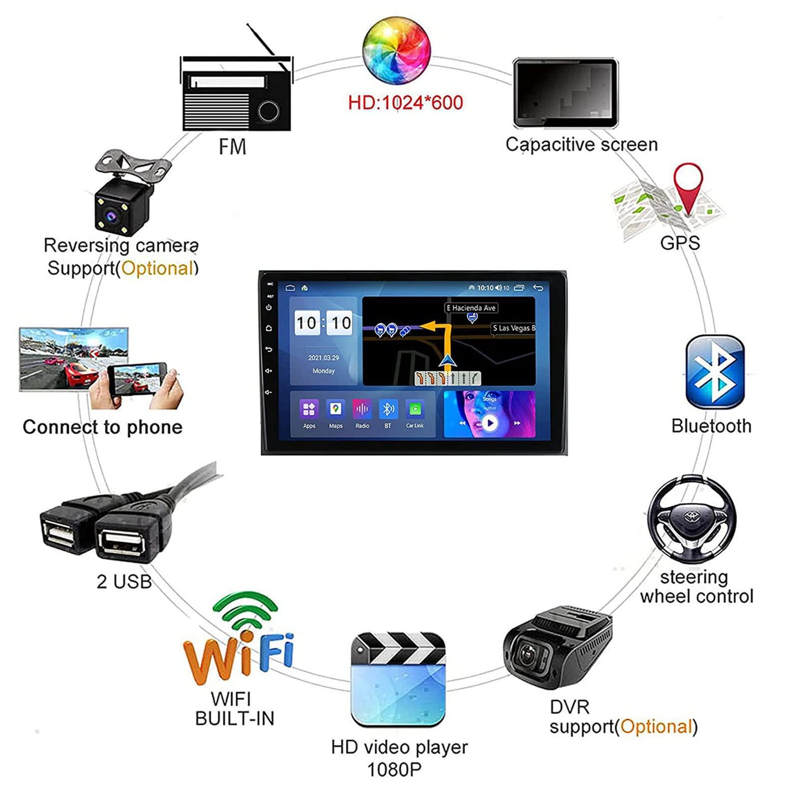 PLOKM Double Din Car Stereo 9 Inch Head Unit for Ford Focus Android 11 Car Radio DVD Player Auto GPS Radio Multimedia Player Support WiFi Bluetooth FM USB DSP RDS Carplay DAB+